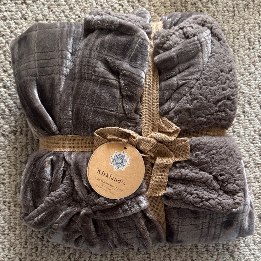 Kirklands Luxurious Charcoal Throw Blanket